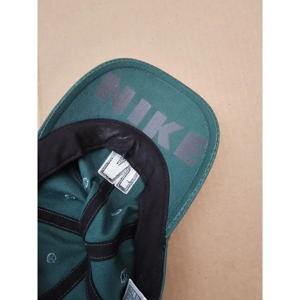 Vintage 90's NIKE N LOGO Snapback Hat Green Spellout Under Brim Y2K Youth Kids